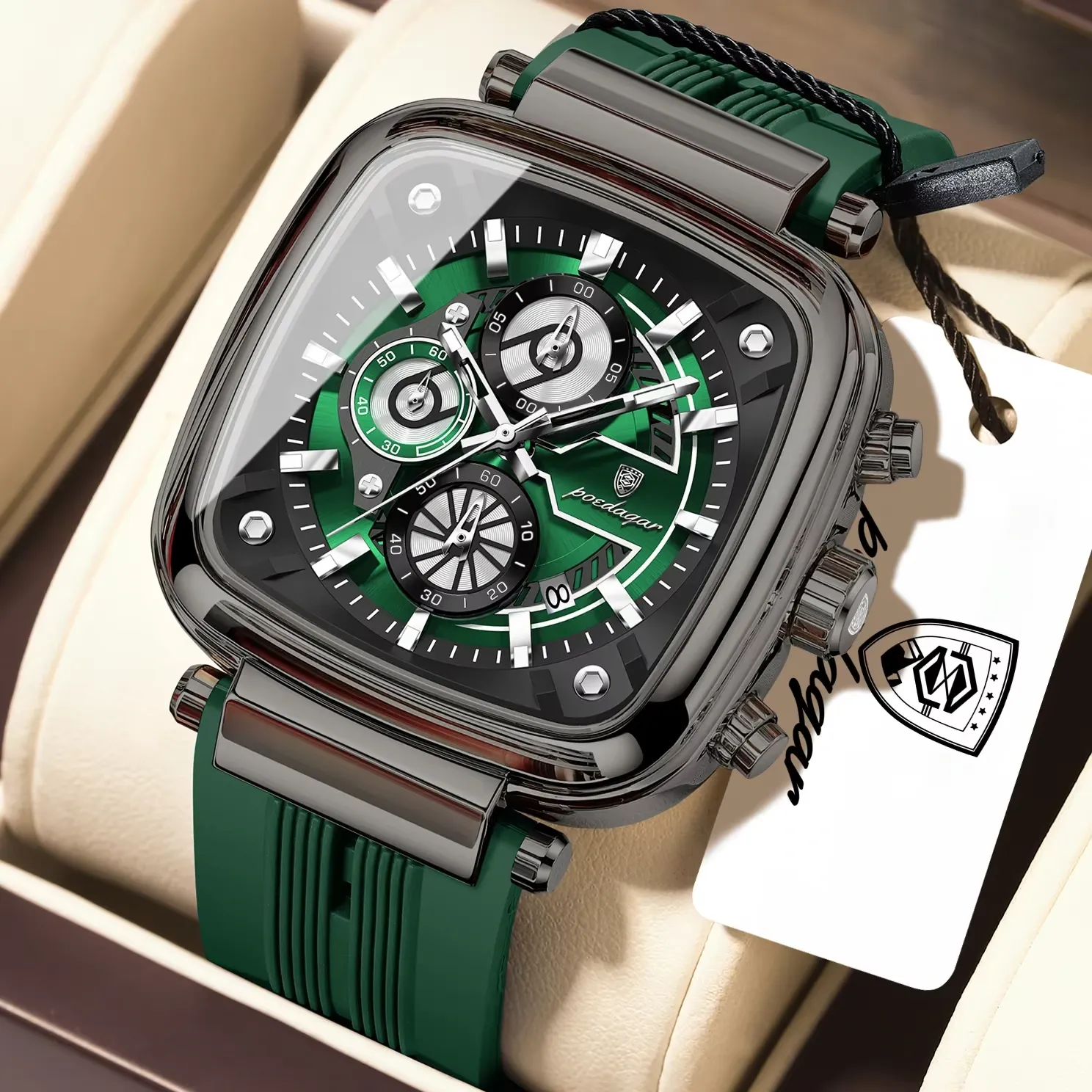 Poedagar 849 Mens watch Gun Green