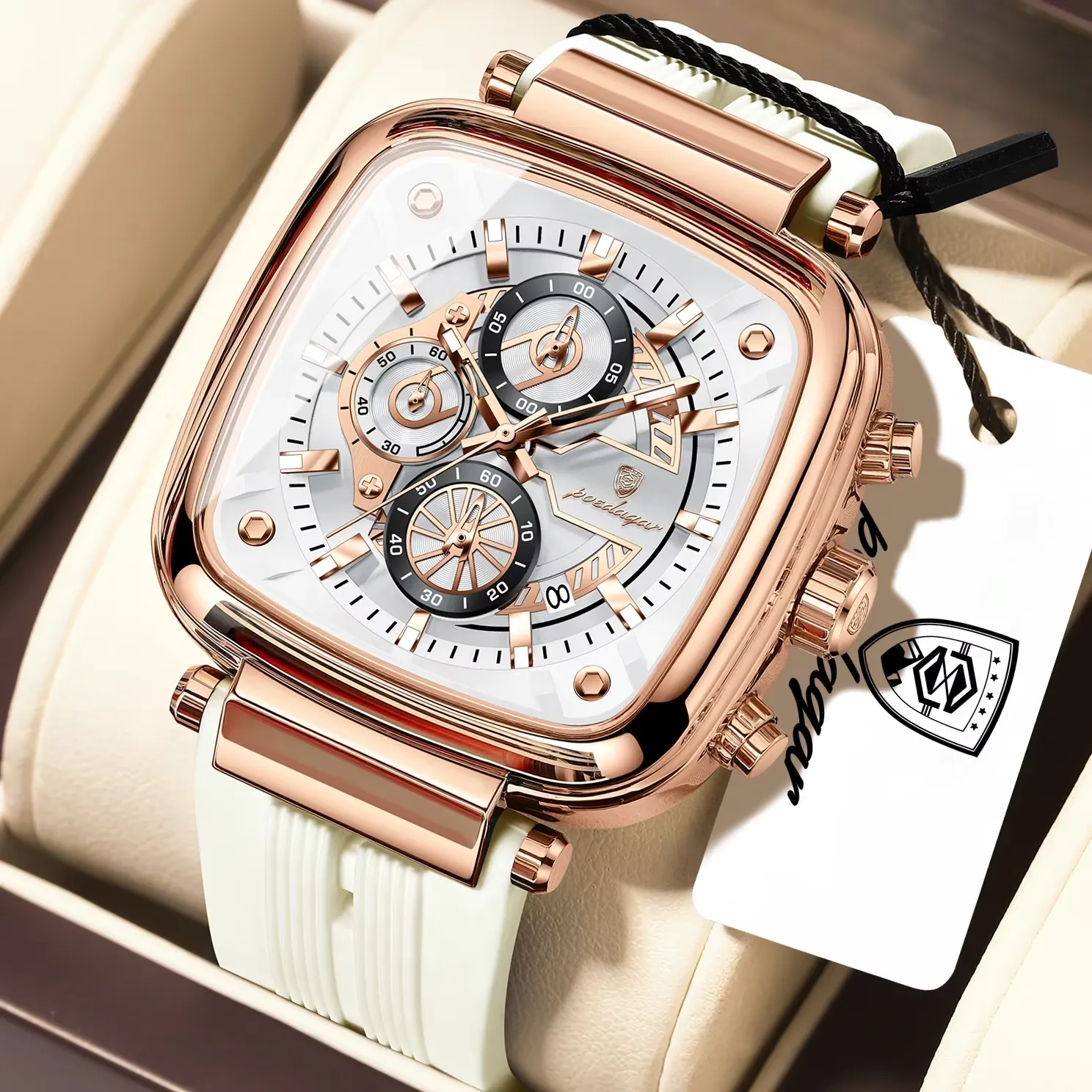 Poedagar 849 Mens watch Rose Gold White