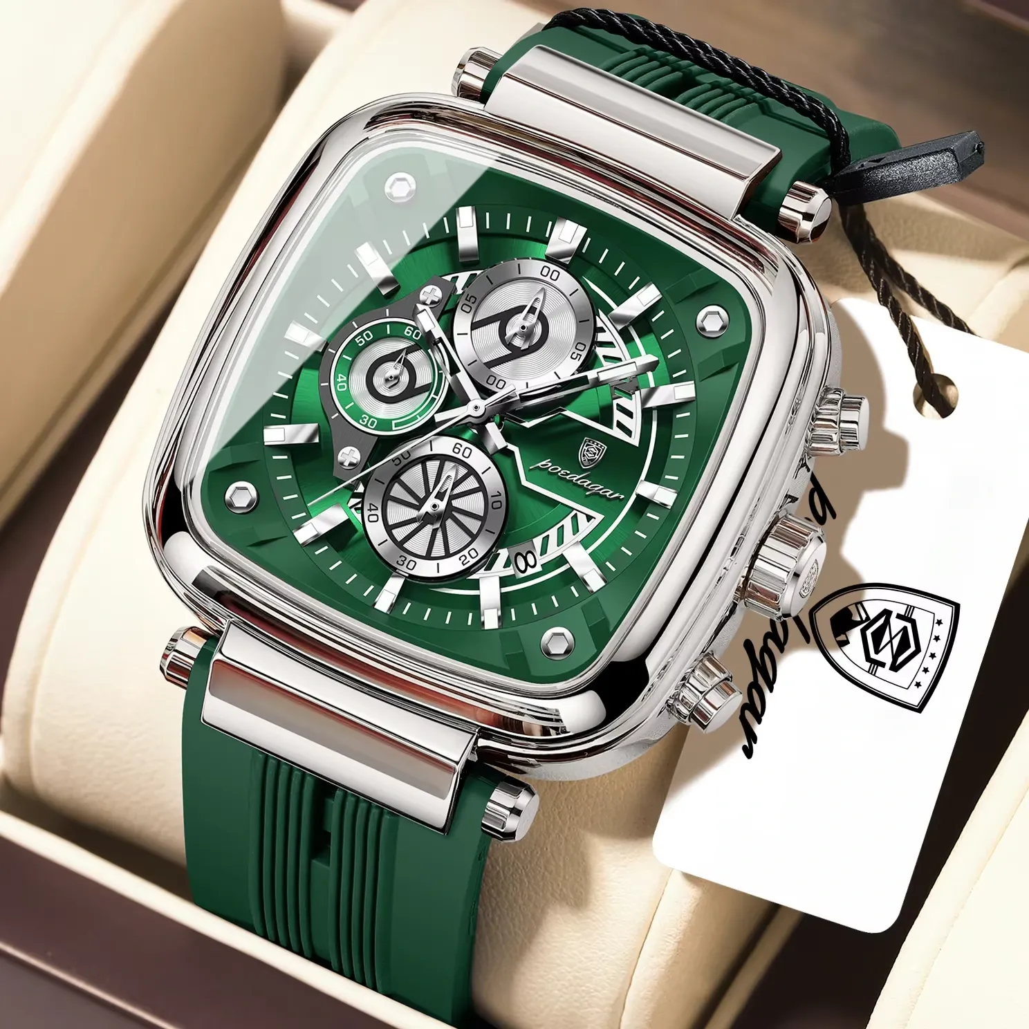 Poedagar 849 Mens watch Silver Green