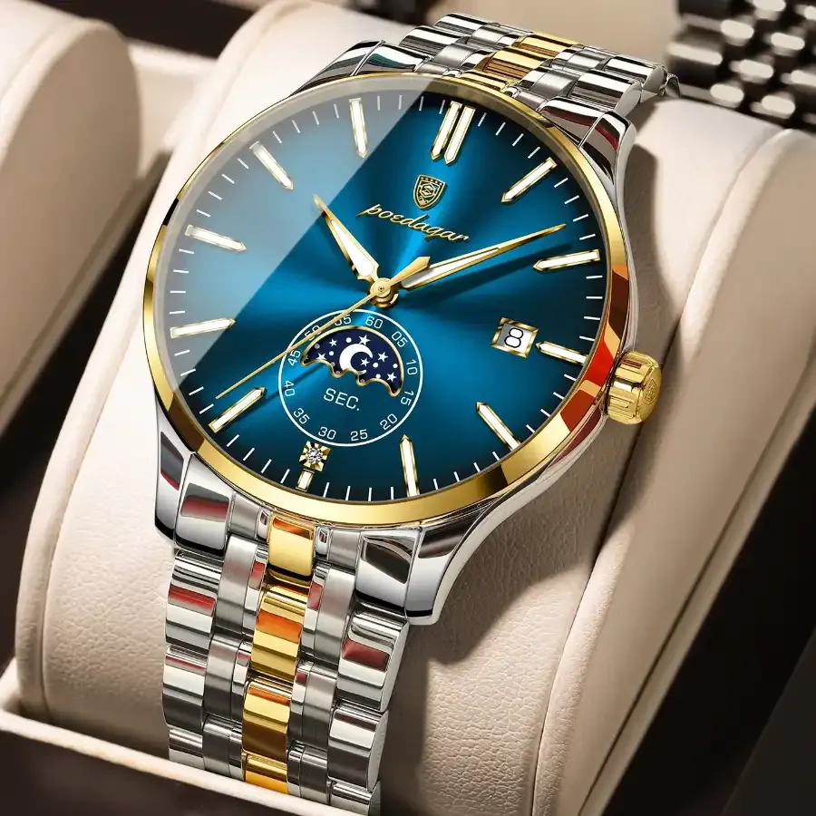 Poedagar 854 Men's Watch Gold Blue