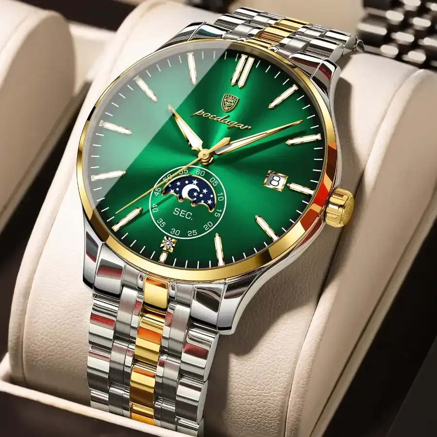 Poedagar 854 Men's Watch Gold Green