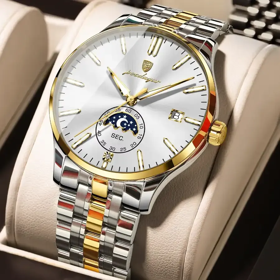 Poedagar 854 Men's Watch Gold White