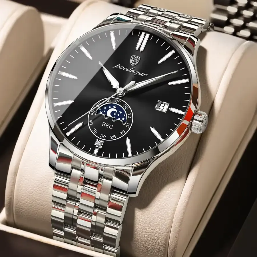 Poedagar 854 Men's Watch Silver Black