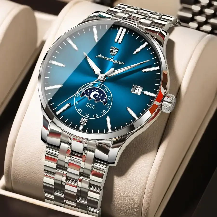 Poedagar 854 Men's Watch Silver Blue
