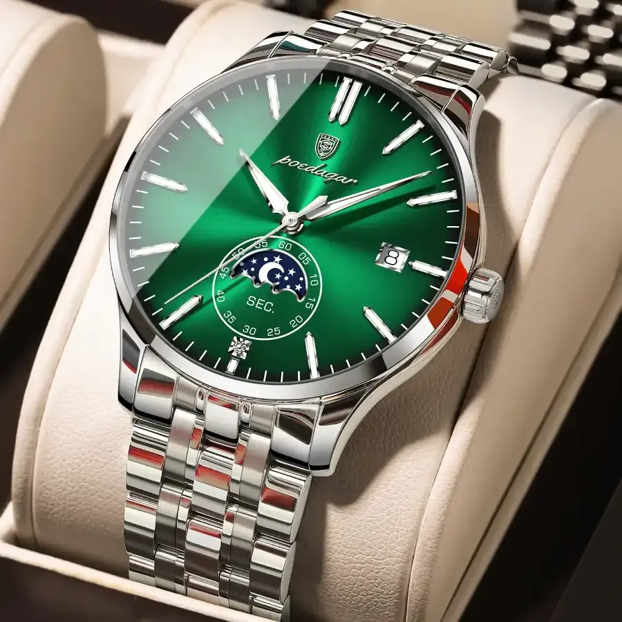 Poedagar 854 Men's Watch Silver Green