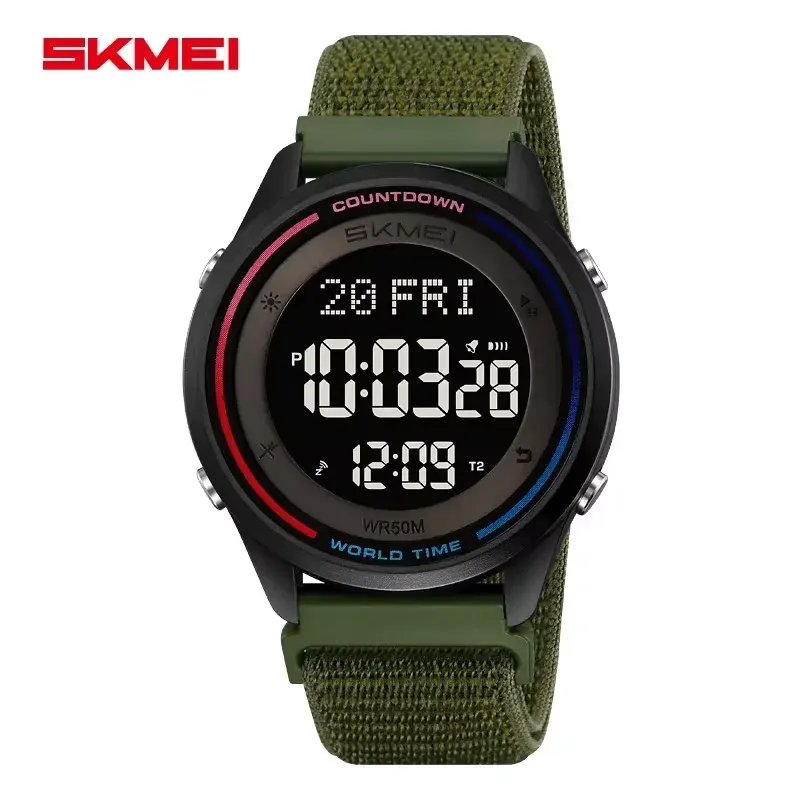 Skmei 2412 Nylon straps Digital Watch army green nylon