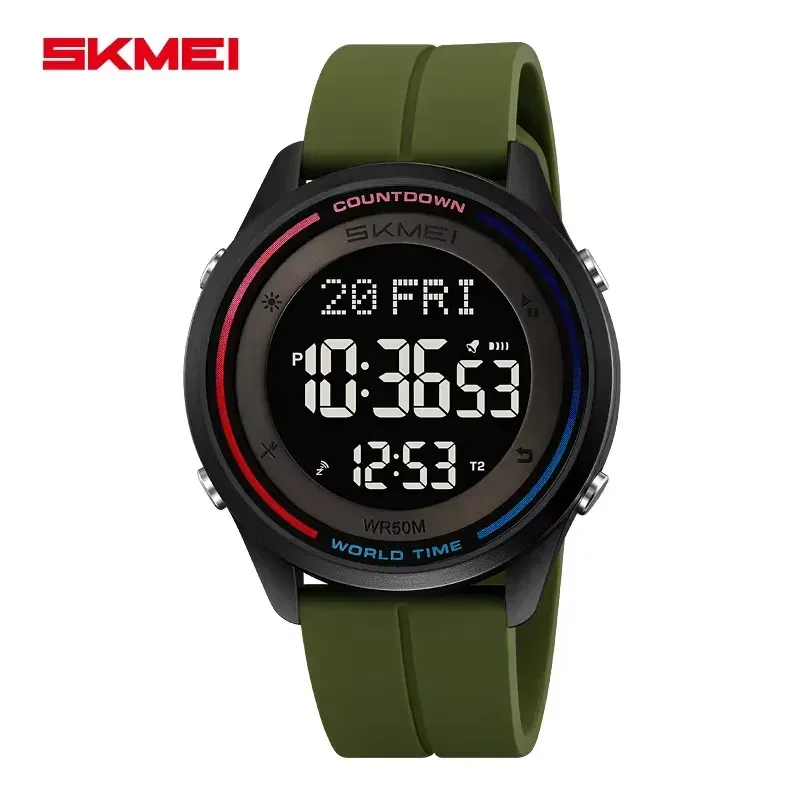 Skmei 2412 Nylon straps Digital Watch army green silicone