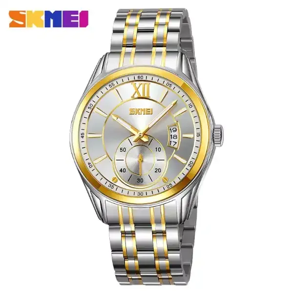 Skmei 9319 Men's Watch Silver Gold White