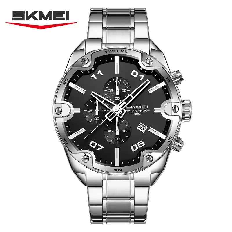 Skmei 9387 Quartz Wristwatch Silver Black