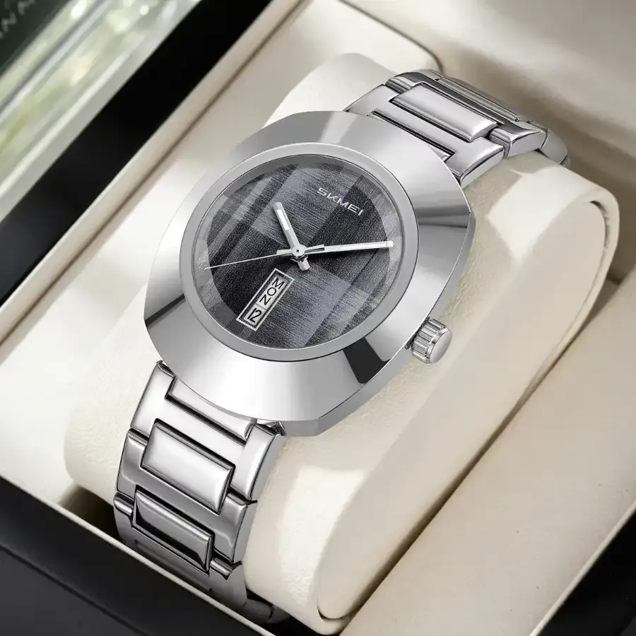Skmei 9410 Retro Oval Quartz Watch silver gray