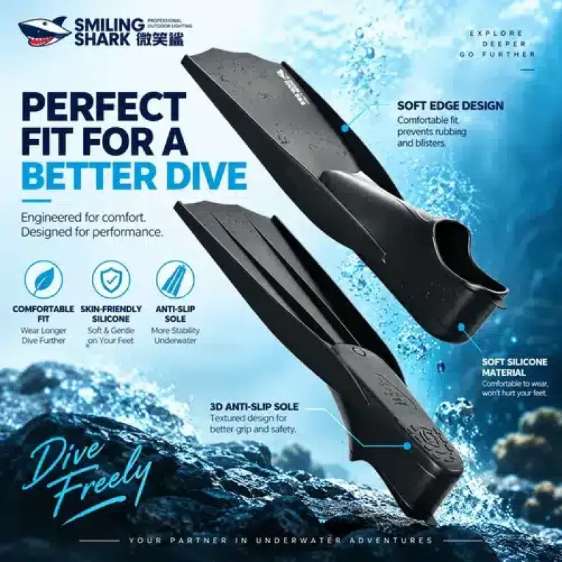 Smiling Shark Jp Z006 Silicone Diving Shoes And Swimming Flippers 1
