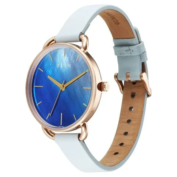 Titan Secluded Quartz Analog Gradient Mother Of Pearl Dial Leather Strap Womens Watch 2705wl01 1 900x