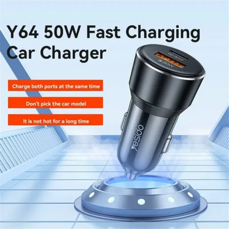 Yesido Y64 Premium 50w Dual Port Usb Car Charger 1